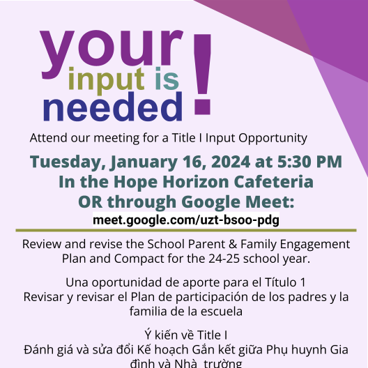 Title I Input Mtg